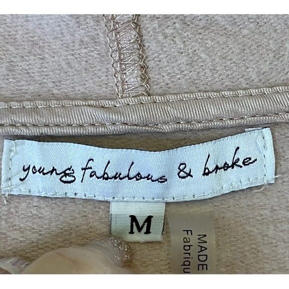 Young Fabulous And Broke Cardigan Jacket Sz M BLUSH Pink Hooded Wrap Drawstring - Picture 9 of 10